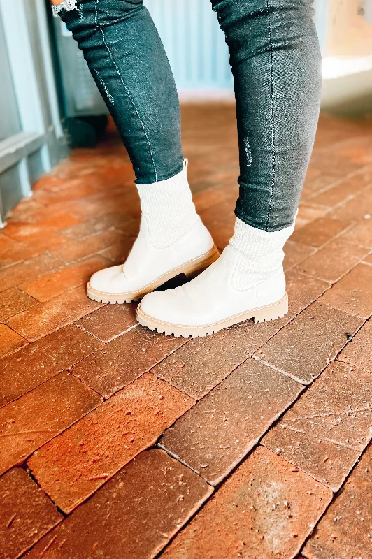 Remi Knit Top Booties Beige