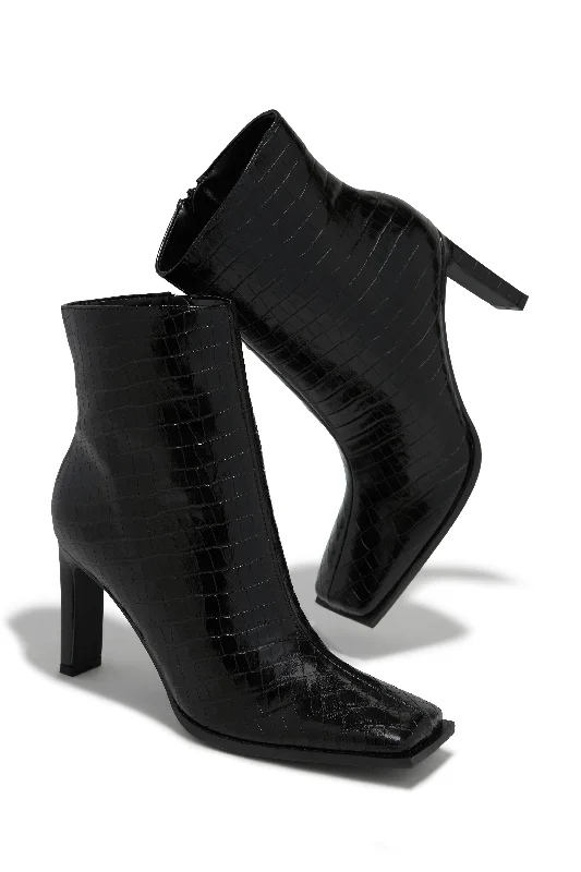 Laylah Ankle Boots - Black Croc