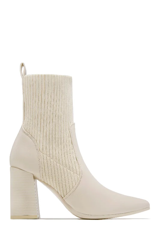 Perfect Night Block Heel Ankle Boots - Nude