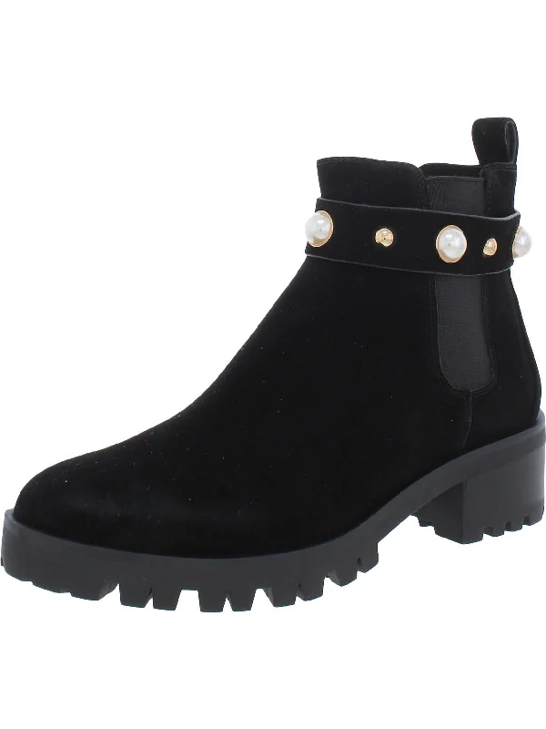 Pola Womens Embellished Ankle Chelsea Boots