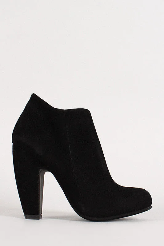 Bamboo Suede Round Toe Heeled Booties